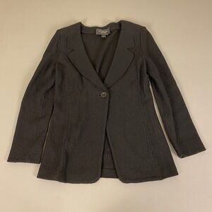 St. John Caviar Knit Blazer Jacket Size 4 Solid‎ Black Career Office Made in USA